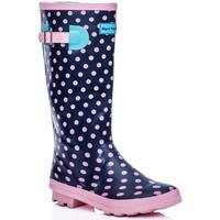 Spylovebuy KARLIE Flat Festival Wellies Wellington Knee High Rain Boots women\'s Wellington Boots in pink