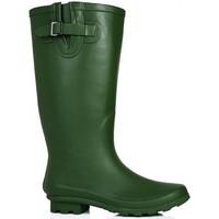 Spylovebuy MEGAN Flat Green Festival Wellies Knee High Wide Calf Rain Boot women\'s Wellington Boots in green