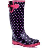Spylovebuy KARLIE Flat Festival Wellies Wellington Knee High Rain Boots women\'s Wellington Boots in black