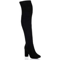 spylovebuy lincoln block heel over knee tall boots black suede style w ...