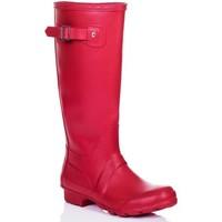 Spylovebuy ARCTIC Adjustable Buckle Flat Festival Wellies Rain Boots - Red women\'s Wellington Boots in red