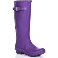 Spylovebuy ARCTIC Adjustable Buckle Flat Festival Wellies Rain Boots - Pur women\'s Wellington Boots in purple