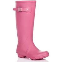 Spylovebuy ARCTIC Adjustable Buckle Flat Festival Wellies Rain Boots - Pin women\'s Wellington Boots in pink