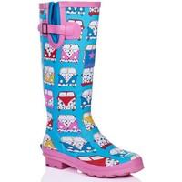 Spylovebuy IGLOO Adjustable Buckle Flat Festival Wellies Rain Boots - Camp women\'s Wellington Boots in Multicolour