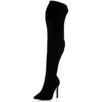 Spylovebuy BALI High Heel Stiletto Over Knee Tall Boots - Black Suede Styl women\'s High Boots in black