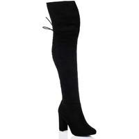 spylovebuy maiden lace up block heel over knee tall boots black suede  ...