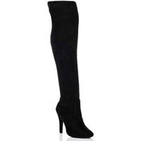 Spylovebuy DURHAM High Heel Stiletto Over Knee Tall Boots - Black Suede St women\'s High Boots in black