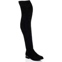 spylovebuy bardot block heel over knee thigh boots black suede style w ...