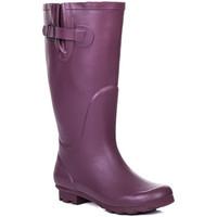 Spylovebuy MEGAN Knee High Flat Festival Wellies Rain Boots - Berry women\'s Wellington Boots in red