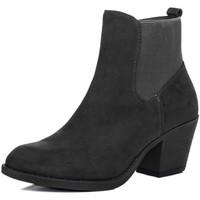 Spylovebuy LONGSHENG Block Heel Chelsea Boots - Grey Suede Style women\'s Low Ankle Boots in grey