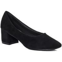 Spylovebuy WREN Block Heel Court Shoes - Black Suede Style women\'s Court Shoes in black