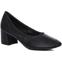 Spylovebuy WREN Block Heel Court Shoes - Black Leather Style women\'s Court Shoes in black