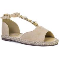 Spylovebuy BELLE Open Peep Toe Jewel Flat Espadrille Sandals Shoes - Beige women\'s Sandals in BEIGE