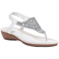 Spylovebuy ALOHA Diamante Wedge Heel Flip Flop Sandals Shoes - White Leath women\'s Sandals in white