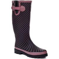 Spylovebuy TRISHA Adjustable Buckle Flat Festival Wellies Rain Boots - Bla women\'s Wellington Boots in black