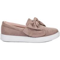 Spylovebuy KEFIR Platform Bow Flat Loafer Shoes - Beige Suede Style women\'s Slip-ons (Shoes) in BEIGE