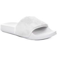 Spylovebuy RUM Open Peep Toe Flat Sliper Slider Sandals Shoes - White Rubb women\'s Mules / Casual Shoes in white