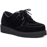 spylovebuy quay lace up platform flat creeper shoes black suede style  ...