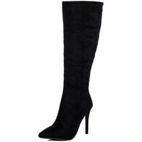 Spylovebuy KIND Zip Pointed Toe High Heel Stiletto Knee High Tall Boots - women\'s High Boots in black
