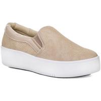 Spylovebuy RASPBERRY Platform Croc Print Flat Loafer Shoes - Beige White L women\'s Slip-ons (Shoes) in BEIGE