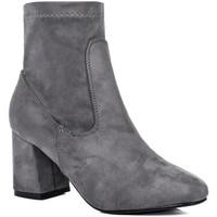 spylovebuy nightshade sock fitted flared block heel ankle boots shoes  ...