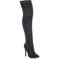 Spylovebuy NASHVILLE High Heel Stiletto Over Knee Tall Boots - Grey Suede women\'s High Boots in grey