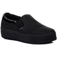 Spylovebuy RASPBERRY Platform Croc Print Flat Loafer Shoes - Black Black L women\'s Slip-ons (Shoes) in black