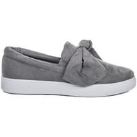 Spylovebuy KEFIR Platform Bow Flat Loafer Shoes - Grey Suede Style women\'s Slip-ons (Shoes) in grey