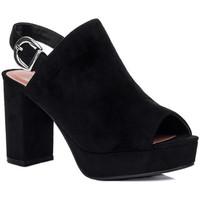 Spylovebuy GINGERBREAD Platform Block Heel Sandals Shoes - Black Suede Sty women\'s Sandals in black