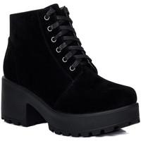 spylovebuy hothead lace up cleated sole platform block heel ankle boot ...