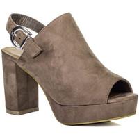 Spylovebuy GINGERBREAD Platform Block Heel Sandals Shoes - Brown Suede Sty women\'s Sandals in brown