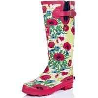 Spylovebuy IGLOO Knee High Flat Festival Wellies Rain Boots - Red Poppy women\'s Wellington Boots in red