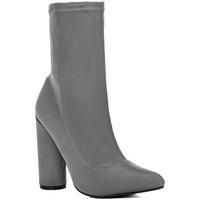 Spylovebuy SCIRICA Pointed Toe Cylinder Heel Ankle Boots Shoes - Grey Lycr women\'s Low Ankle Boots in grey