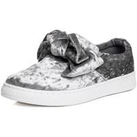 spylovebuy georgie knotted bow flat trainers shoes grey velvet style w ...