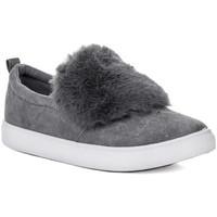 Spylovebuy BONBON Furry Flat Loafer Shoes - Grey Suede Style women\'s Shoes (Trainers) in grey