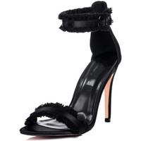 Spylovebuy POLLY Adjustable Buckle High Heel Sandals Shoes - Black Satin S women\'s Court Shoes in black