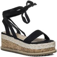 Spylovebuy POPPY Espadrille Gladiator Sandals Shoes - Black Suede Style women\'s Sandals in black