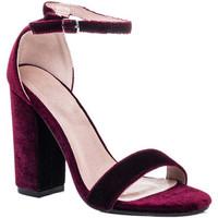 Spylovebuy SASS Open Peep Toe Block Heel Sandals Shoes - Burgundy Velvet S women\'s Sandals in red