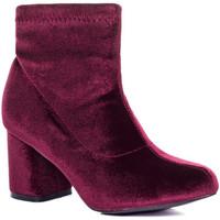 Spylovebuy PALATIAL Sock Fitted Flare Block Heel Ankle Boots Shoes - Borde women\'s Mid Boots in red