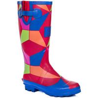 Spylovebuy IGLOO Adjustable Buckle Flat Festival Wellies Rain Boots - Geo women\'s Wellington Boots in Multicolour