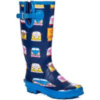 Spylovebuy IGLOO Adjustable Buckle Flat Festival Wellies Rain Boots - Geo women\'s Wellington Boots in blue