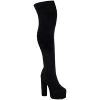 Spylovebuy RADCLIFFE Concealed Platform Cylinder Heel Thigh Boots - Black women\'s High Boots in black
