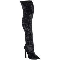 Spylovebuy NASHVILLE Pointed Toe High Heel Stiletto Thigh Boots - Black Ve women\'s High Boots in black