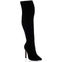 Spylovebuy LEON High Heel Stiletto Over Knee Tall Boots - Black Suede Styl women\'s High Boots in black