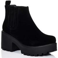 spylovebuy howl platform cleated sole block heel ankle boots shoes bla ...