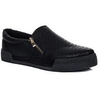 Spylovebuy VEGAZ Zip Espadrille Flat Snake Print Pump Shoes - Black Black women\'s Shoes (Trainers) in black