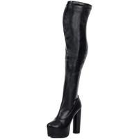 Spylovebuy RADCLIFFE Concealed Platform Cylinder Heel Thigh Boots - Black women\'s Low Ankle Boots in black