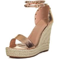 Spylovebuy VANESSA Adjustable Buckle Wedge Heel Sandals Shoes - Rose Gold women\'s Espadrilles / Casual Shoes in gold