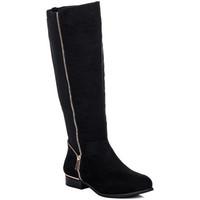 Spylovebuy PROVENCE Zip Flat Stretch Knee High Tall Boots - Black Suede St women\'s High Boots in black
