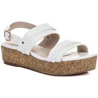 Spylovebuy MELAYAN Platform Wedge Heel Flatform Sandals Shoes - White Leat women\'s Sandals in white